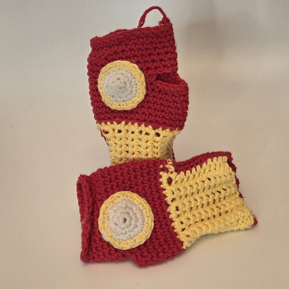 Iron Man Red and Yellow Crochet Fingerless Gloves